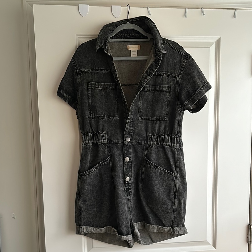 Altard State Black Denim Short Sleeve Romper